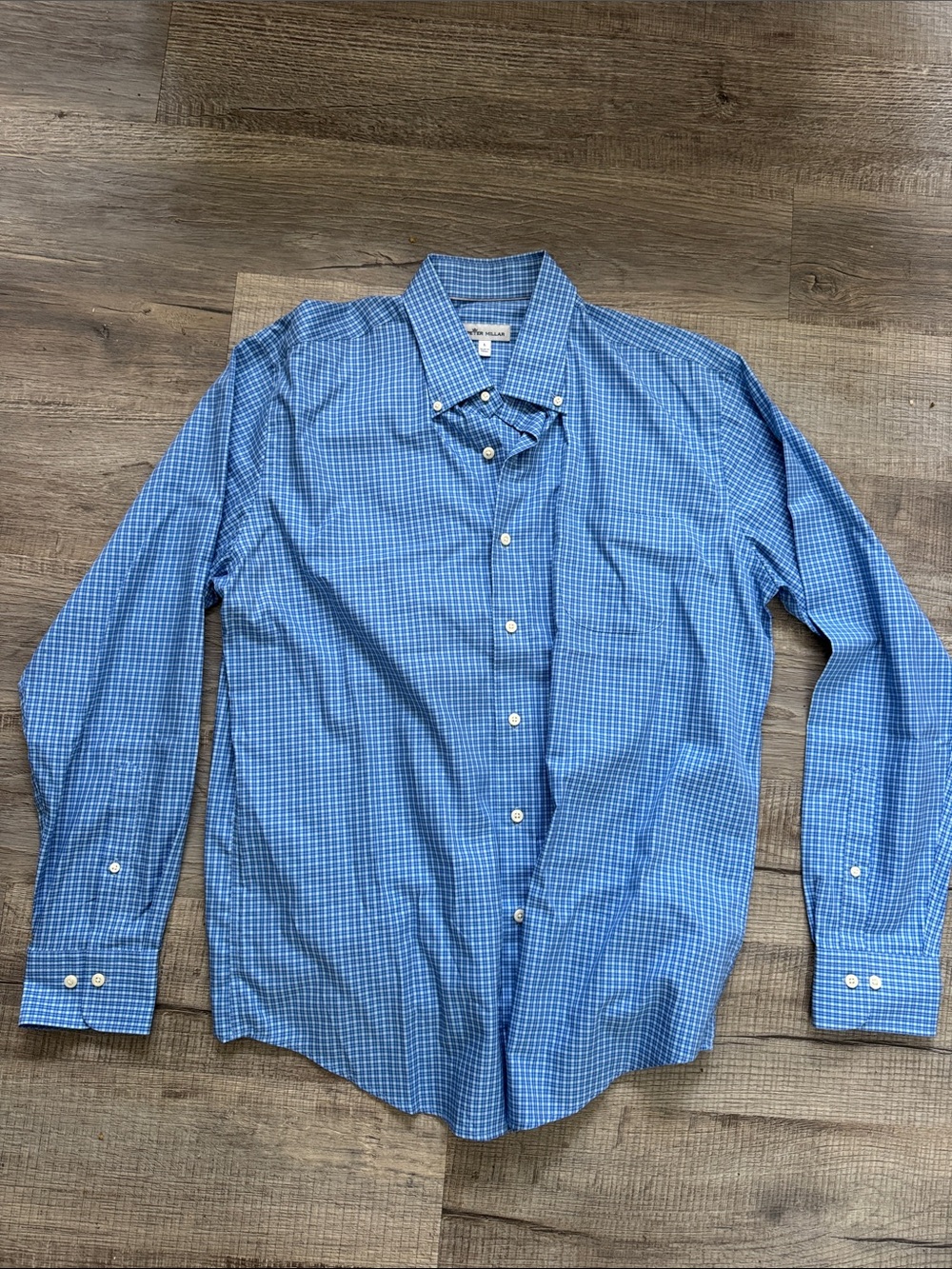 Peter Millar Blue Check Long-Sleeve Button-Down Shirt